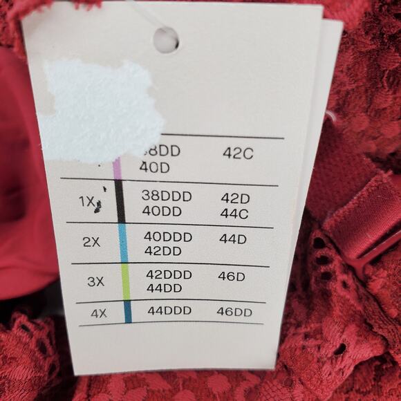 Auden 1X Berry Red Lightly Lined Racerback Bralette Wirefree Adjustable Straps‎ - Picture 8 of 8